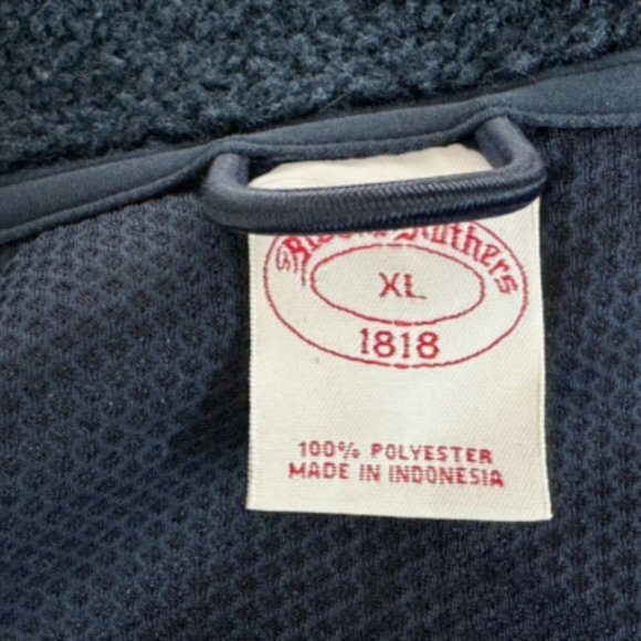 Brooks Brothers Sherpa Fleece Jacket Mens XL EUC Pocket Long Sleeve FullZip Navy - Picture 9 of 14